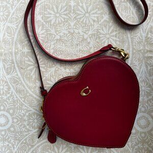 Coach Red Heart Crossbody Bag with Leather Strap - LIMITED EDITION